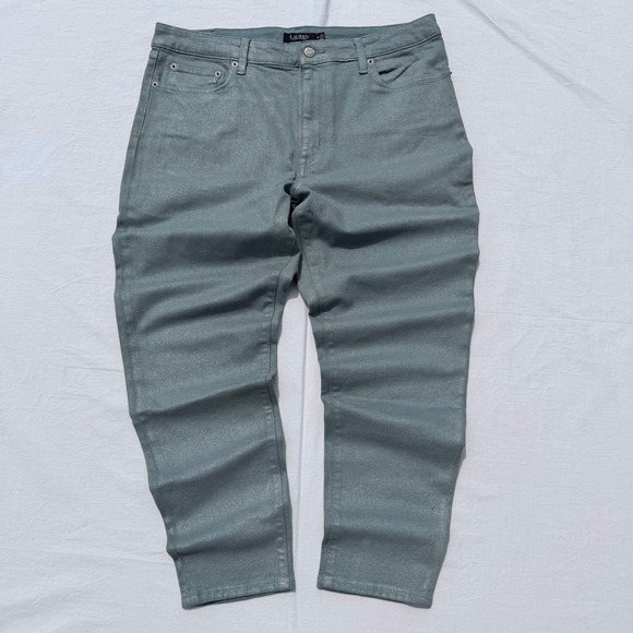 Lauren Ralph Lauren Denim - Lauren Ralph Lauren LRL Jeans Womens 16 Blue Coated Skinny Stretch Denim